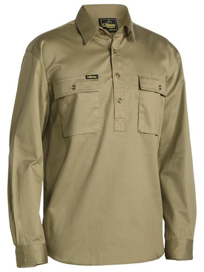 Bisley Closed Front Cotton Drill Shirt - Long Sleeve (BSC6433)