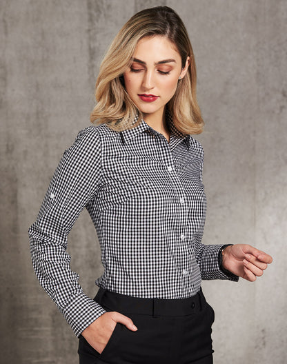 Winning Spirit Ladie's Gingham Check Long Sleeve Shirt (M8300L)