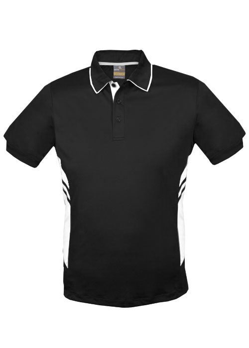 Aussie Pacific-Aussie Pacific Kids Tasman Polo(1st 14 colors)-4 / Black/White-Uniform Wholesalers - 7