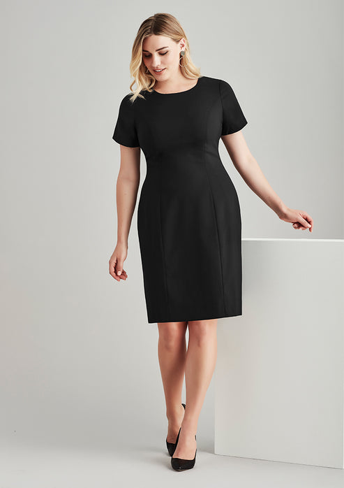 Biz-Corporates-Women's-Comfort-Wool-Stretch-Short-Sleeve-Shift-Dress
