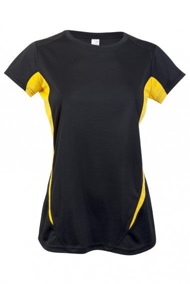 Ramo-Ramo Ladies Accelerator Cool-Dry T-shirt	(new)-Black/Gold / 8-Uniform Wholesalers - 5