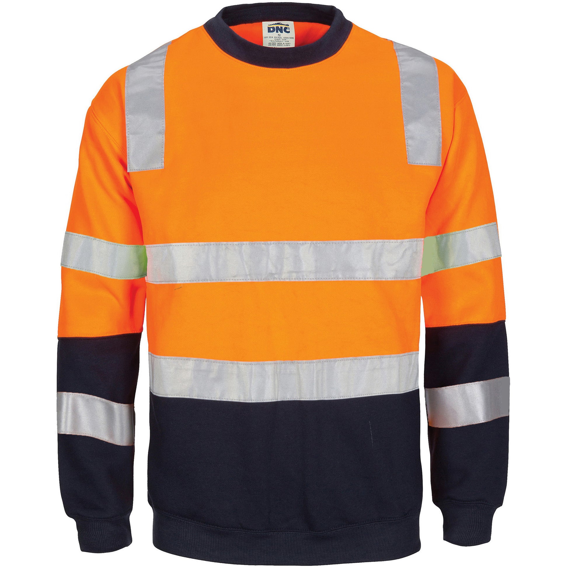 DNC Hivis 2 Tone, Crew-neck Fleecy Sweat Shirt With Shoulders, Double Hoop Body And Arms Csr R/tape (3723)