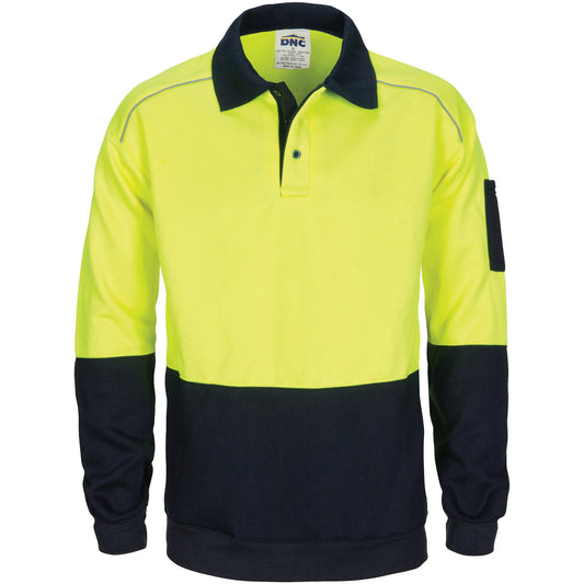 DNC HiVis Rugby Top Windcheater with Two Side Zipped Pockets (3727)