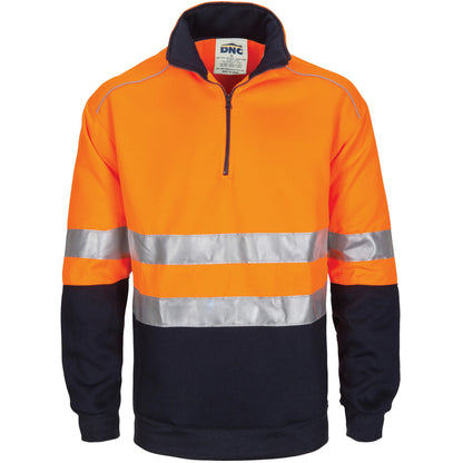 DNC HiVis 1/2 Zip Fleecy with Hoop Pattern CSR Reflective Tape (3729)