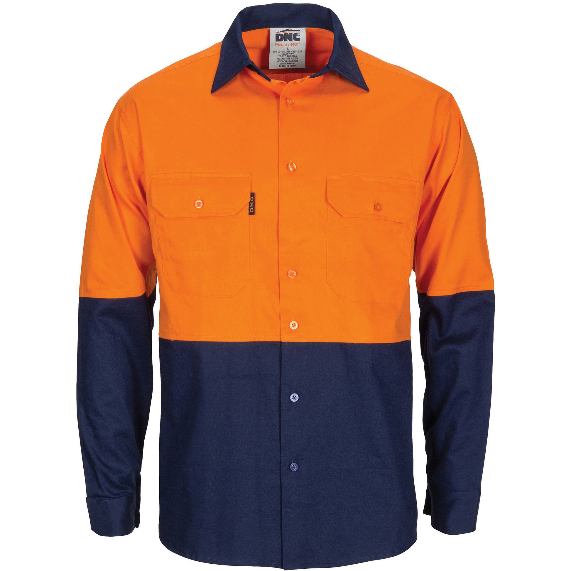 DNC HiVis L/W Cool-Breeze T2 Vertical Vented Cotton Shirt with Gusset Sleeves - L/S (3733)