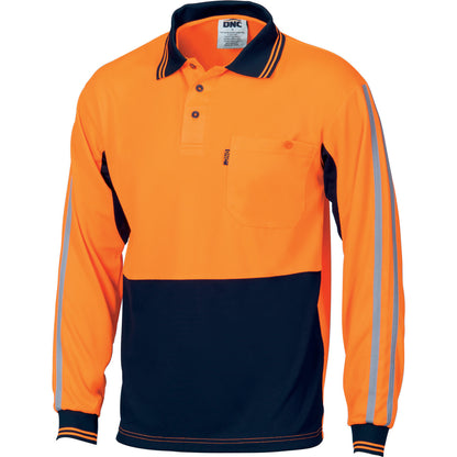 DNC HiVis Cool-Breathe Stripe Polo - long Sleeve (3756)