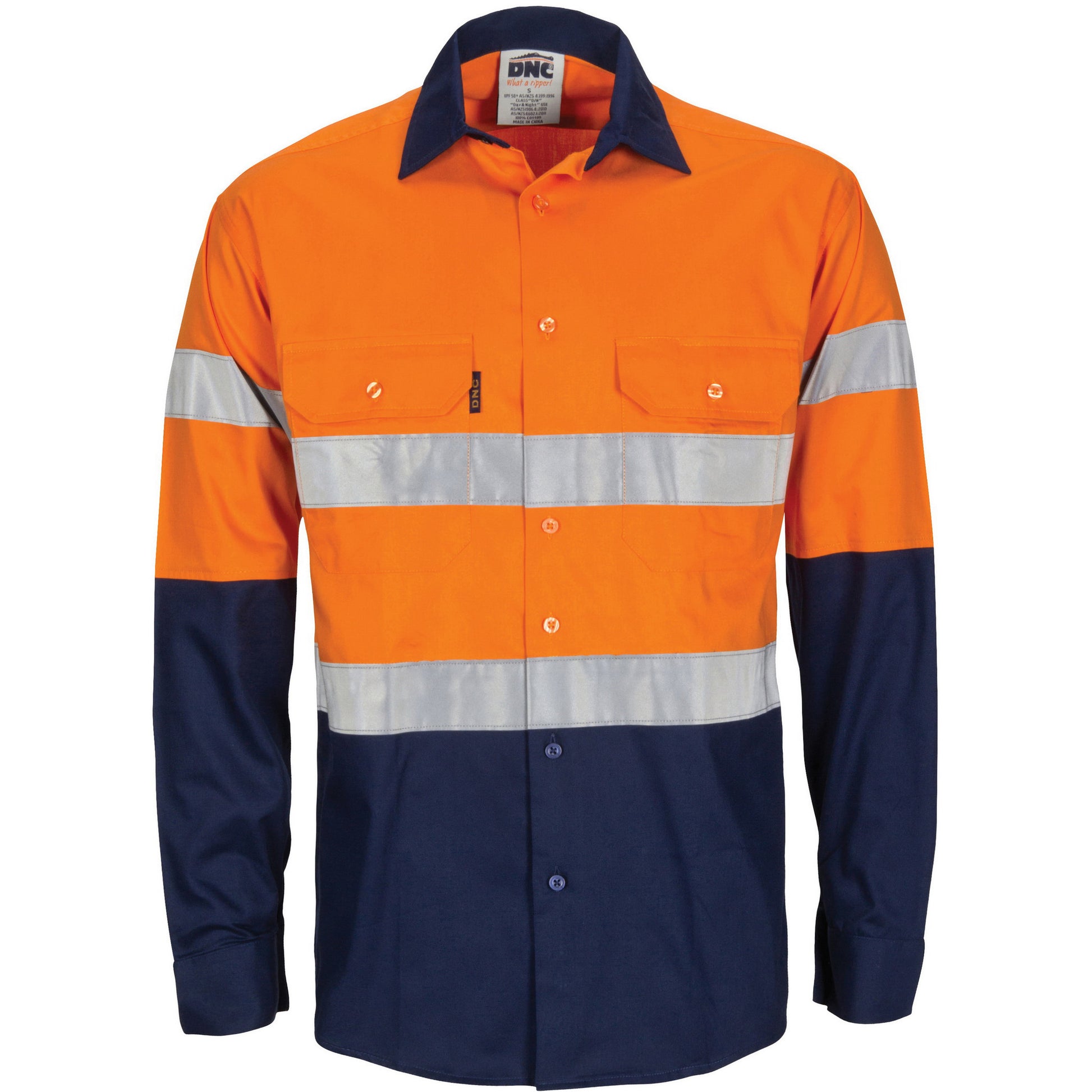 DNC HiVis L/W Cool-Breeze T2 Vertical Vented Cotton Shirt with Gusset Sleeves. Generic Tape - L/S (3784)