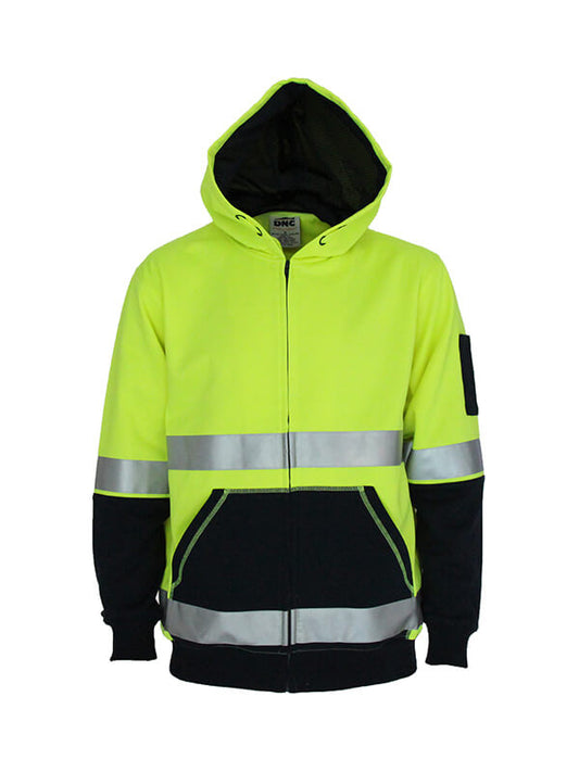 DNC Hivis 2 tone full zip super fleecy hoodie with CSR R/tape (3788)