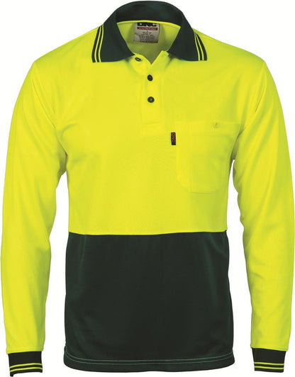 DNC Hivis Two Tone Cool Breathe Polo Shirt, Long Sleeve  (3813)