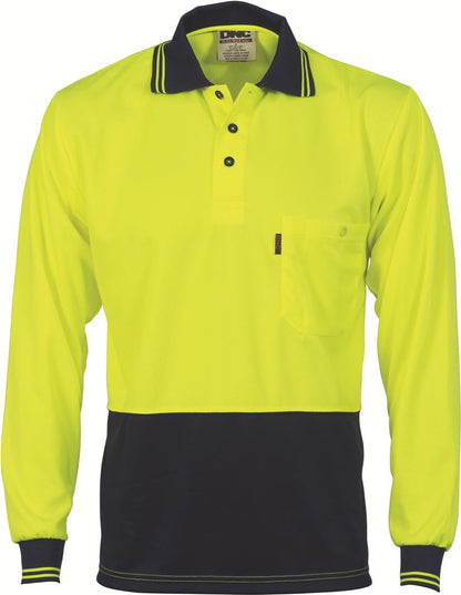 DNC Hivis Two Tone Cool Breathe Polo Shirt, Long Sleeve  (3813)