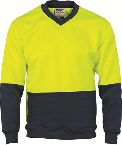 DNC HiVis Two tone Fleecy Sweat Shirt, V-Neck (3822)