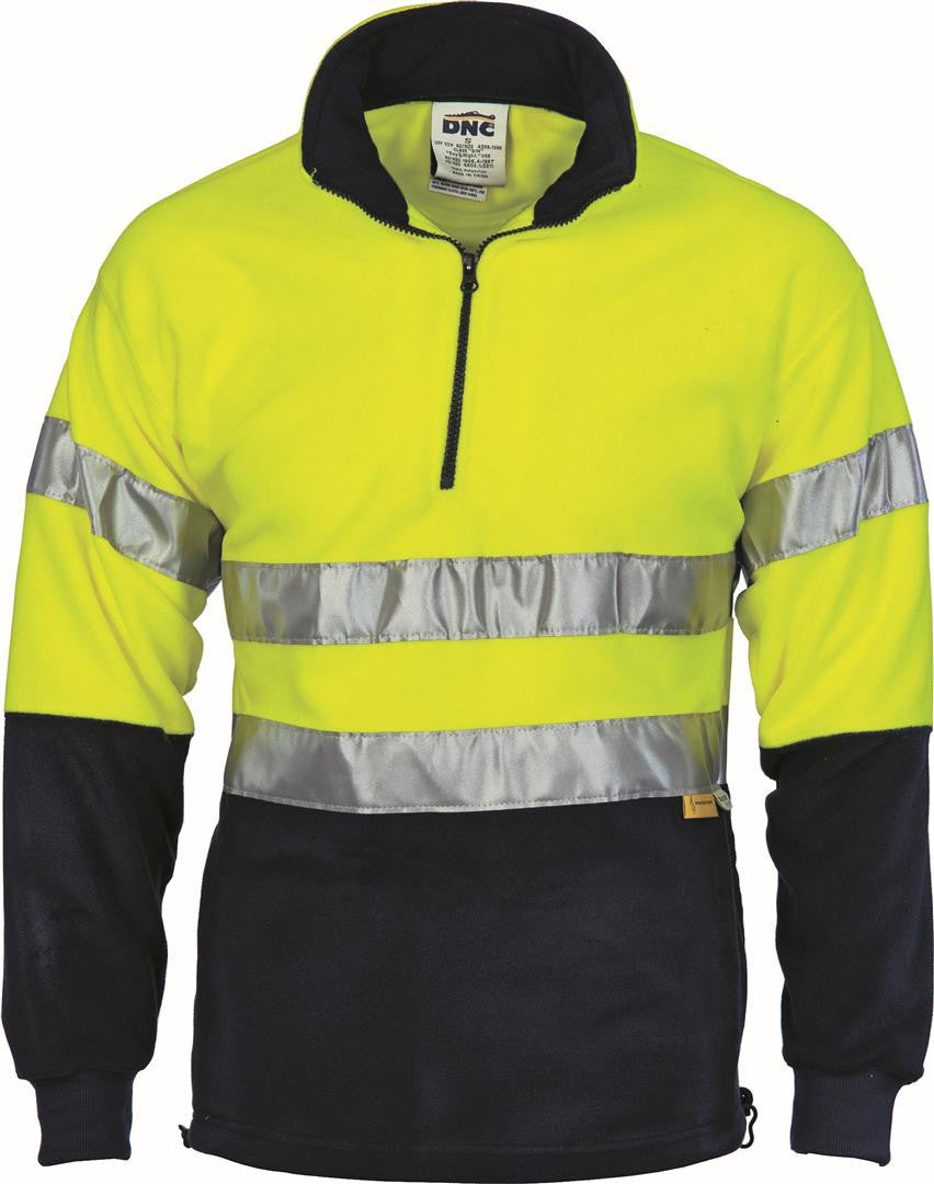DNC HiVis Two Tone 1/2 Zip Polar Fleece with 3M R/Tape (3829)