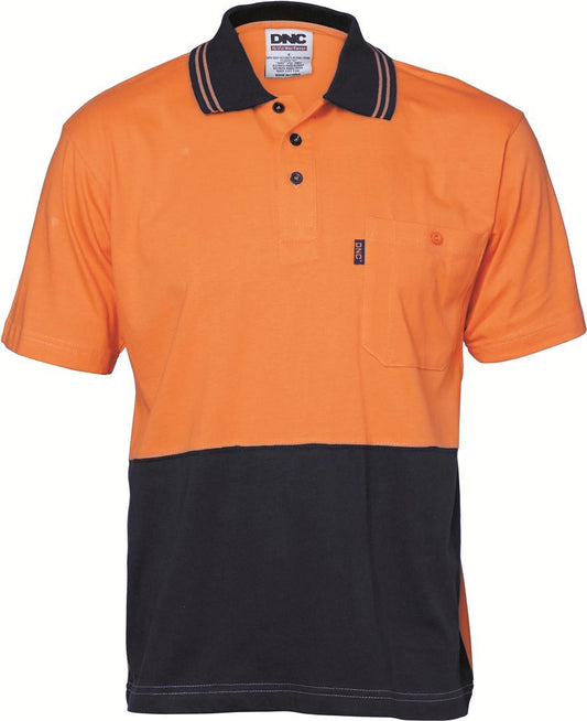 DNC HiVis Cool-Breeze Cotton Jersey S/S Polo Shirt with Under Arm Cotton Mesh (3845)