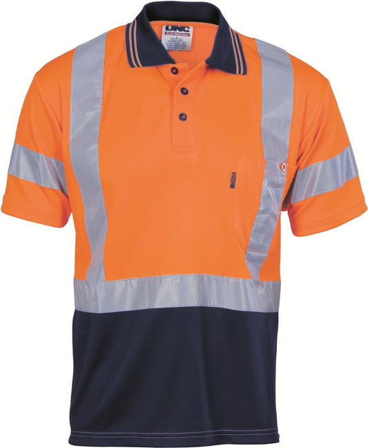 DNC HiVis D/N Cool Breathe Polo Shirt with Cross Back R/Tape - Short Sleeve (3912)