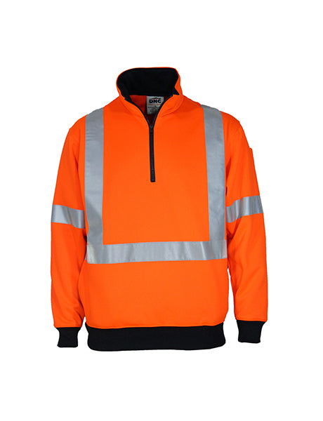 DNC Hi-vis 1/2 Zip X Back Fleecy Jumper (3933)