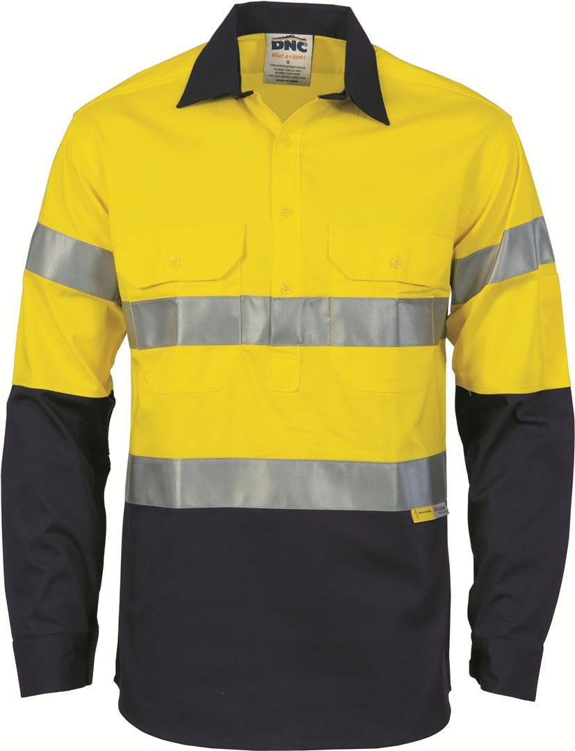 DNC HiVis Cool-Breeze Close Front L/S Cotton Shirt with 3M R/T (3949)