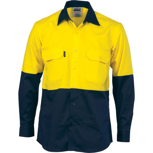 DNC HiVis 2 Tone Cotton Drill L/S Vented Shirt (3981)