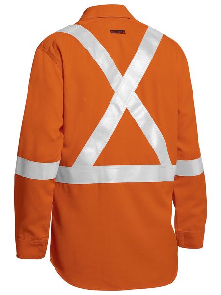 Bisley Tencate Tecasafe® Plus Taped Hi Vis Closed Front Lightweight Fr Shirt - Long Sleeve-(BSC8176T)