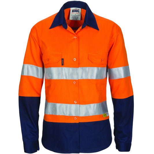 DNC Ladies HiVis Two Tone Cool-Breeze Cotton Shirt with 3M R/T (3986)