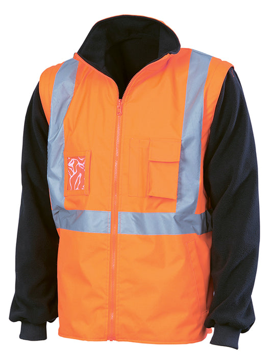 DNC Hivis “4 In 1” Zip Off Sleeve Reversible Vest, ‘X’ Back With Additional Tape On Tail (3990)
