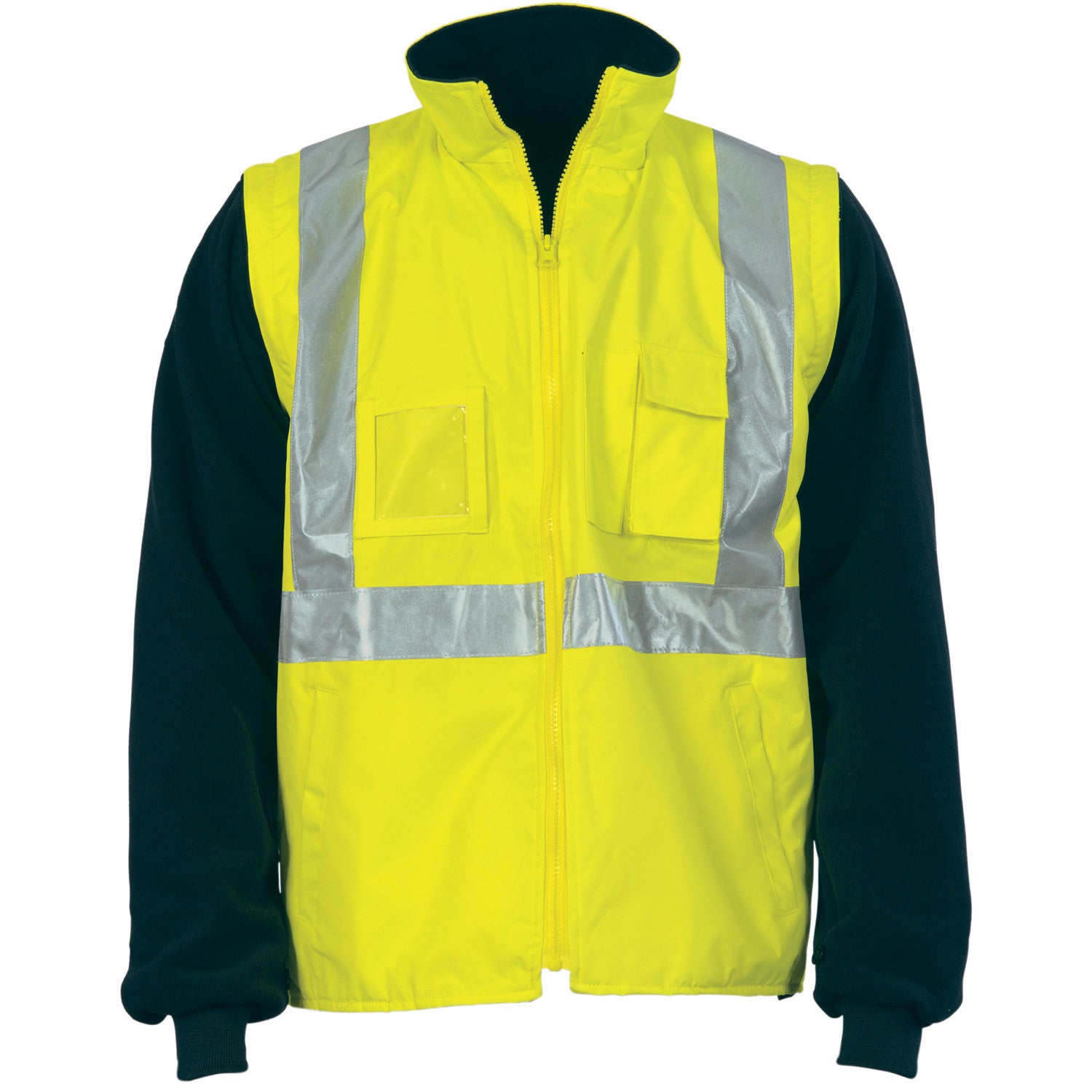 DNC HiVis Cross Back D/N "4 in 1" Zip Off Sleeve Reversible Vest (3994)