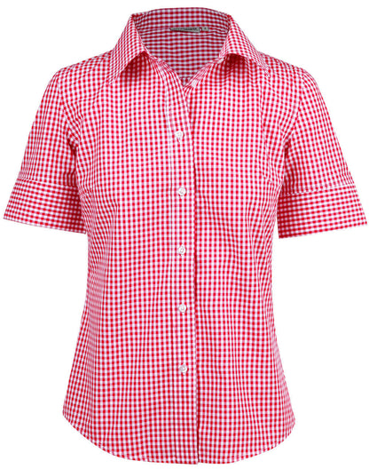 Winning Spirit Ladie's Gingham Check Short Sleeve Shirt (M8300S)