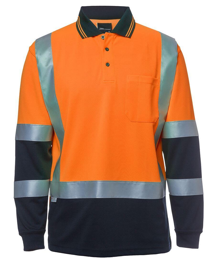 JBs Wear Hi Vis L/S D+N H Pattern Trad Polo (6DHL)