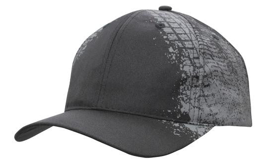 Headwear 6 Panel Breathable Poly Twill cap with Tyre print (4186)