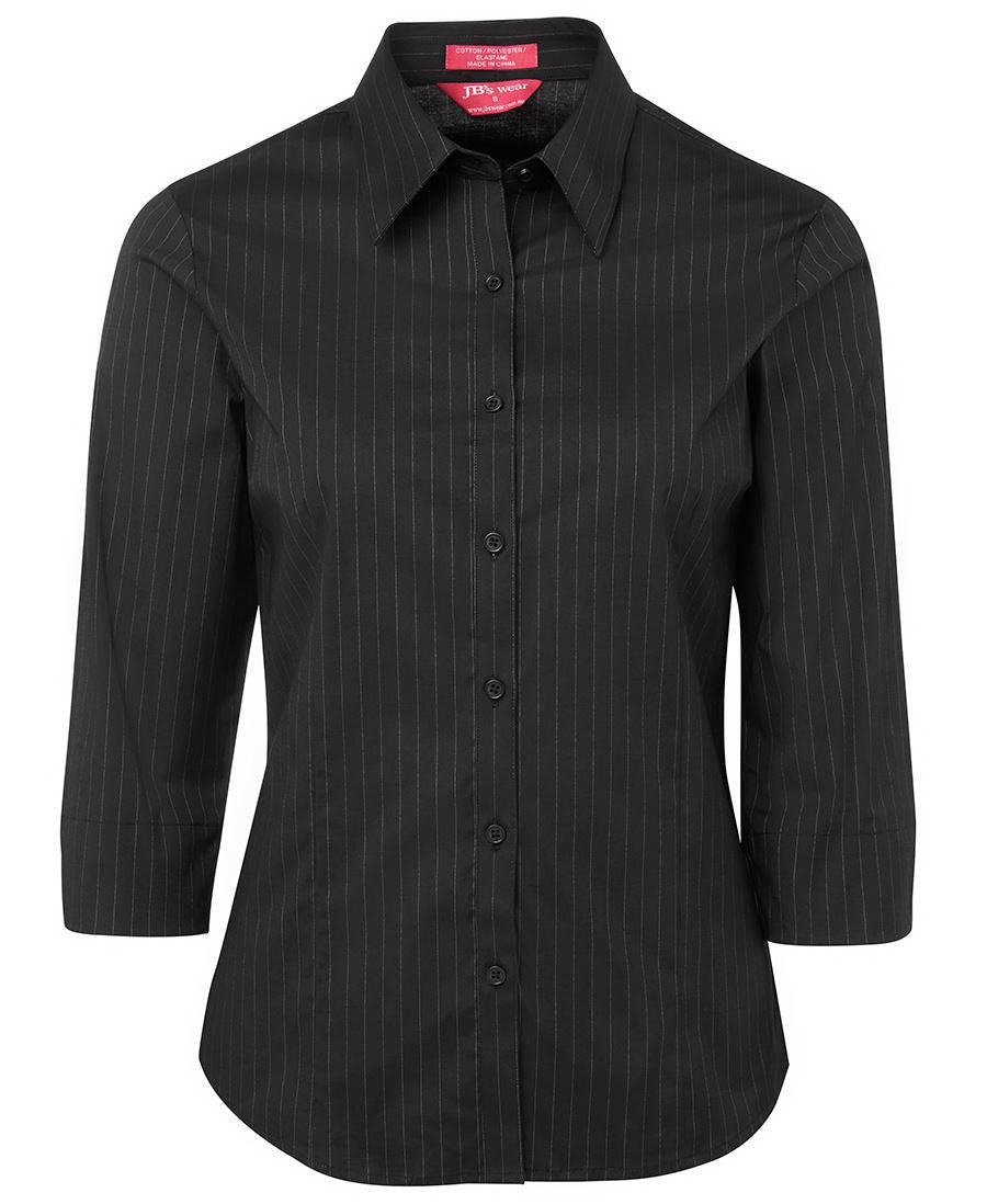 JB's Wear-JB's Ladies Urban 3/4 Poplin Shirt-Black/White / 6-Uniform Wholesalers - 2