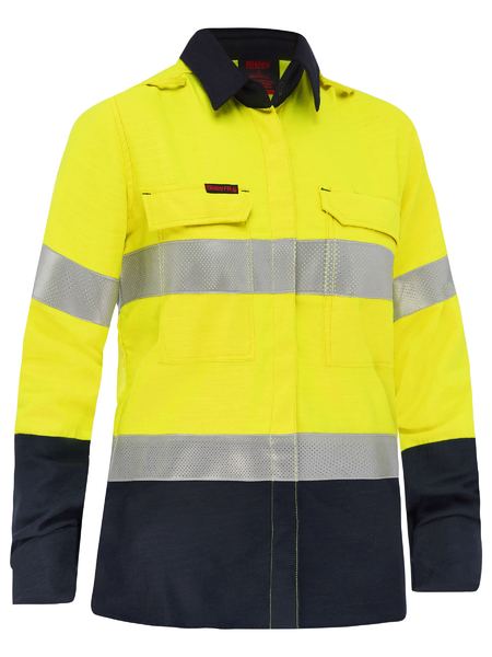 Bisley Apex 185 Women's Taped Hi Vis FR Vented Shirt (BL8438T)