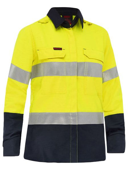 Bisley Apex 185 Women's Taped Hi Vis FR Vented Shirt (BL8438T)