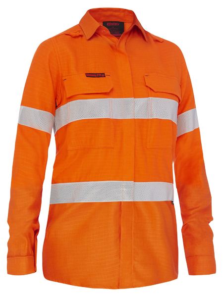 Bisley Apex 160 Women's Taped Hi Vis FR Ripstop Vented Shirt (BL8339T)