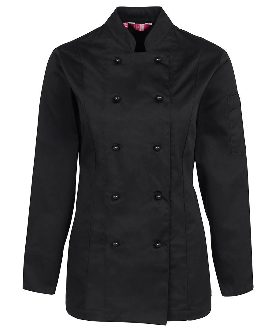 JB's Wear-JB's Ladies L/S Chef's Jacket-Black / 6-Uniform Wholesalers - 3