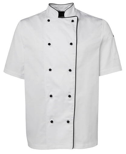 JB's Wear-Jb's Unisex Short Sleeve Chef's Jacket-White/Black Piping / 2XS-Uniform Wholesalers - 5