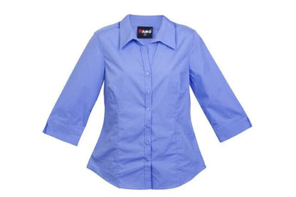 Ramo-Ramo Ladies 3/4 Sleeve Shirts-Mid Blue / 8-Uniform Wholesalers - 8