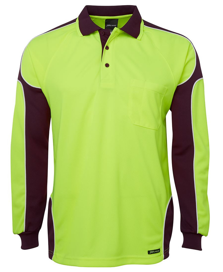 JB's Wear-JB's Hi Vis Long Sleeve Arm Panel Polo - Adults--Uniform Wholesalers - 5