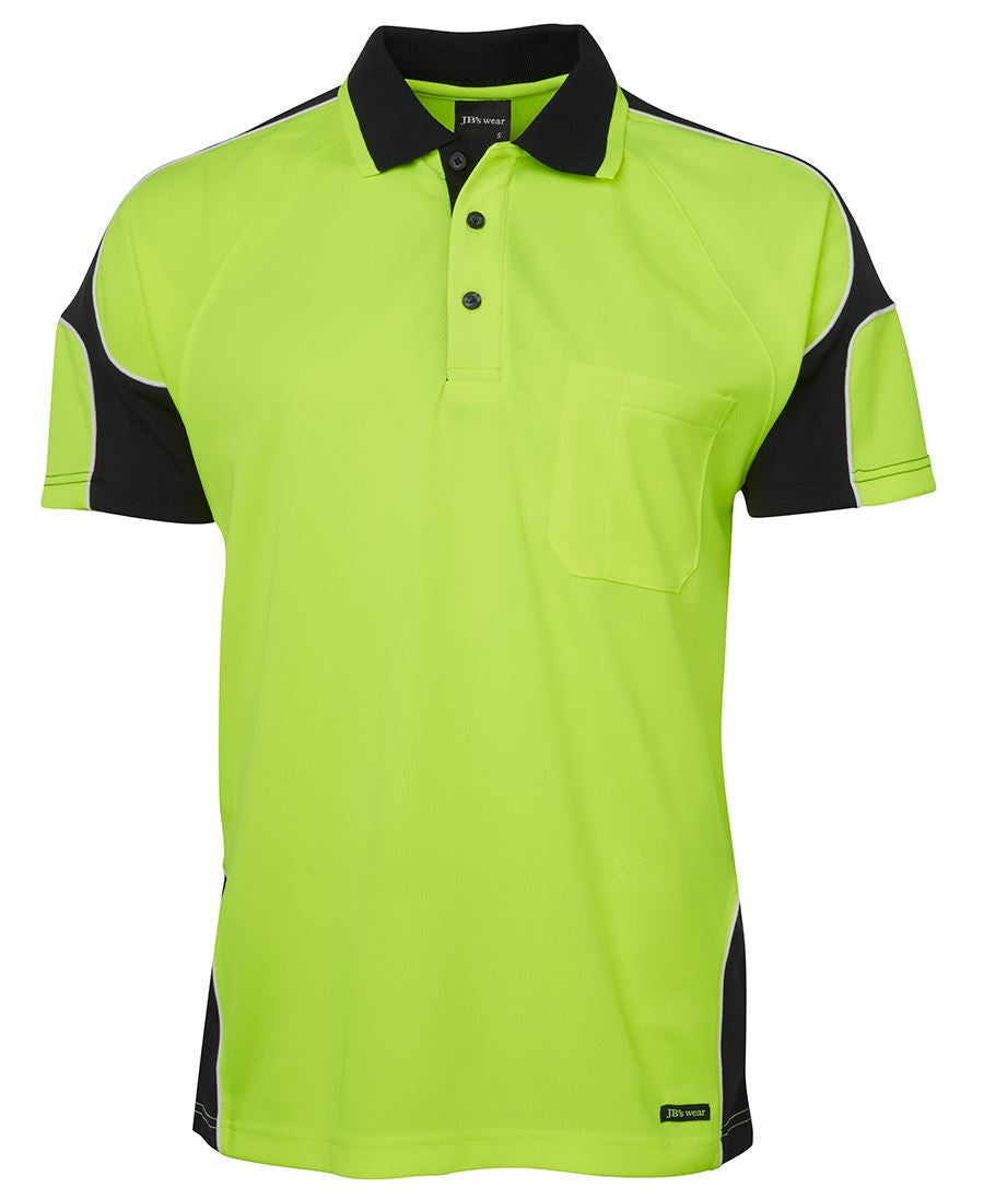 JB's Wear-JB's Hi Vis S/S Arm Panel Polo - Adults-Lime/Black / XS-Uniform Wholesalers - 2