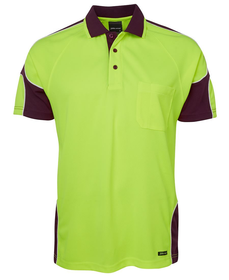 JB's Wear-JB's Hi Vis S/S Arm Panel Polo - Adults-Lime/Maroon / XS-Uniform Wholesalers - 5