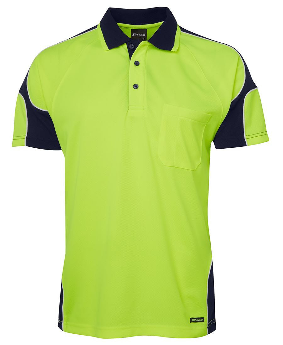 JB's Wear-JB's Hi Vis S/S Arm Panel Polo - Adults-Lime/Navy / XS-Uniform Wholesalers - 6