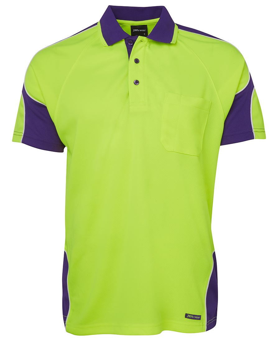 JB's Wear-JB's Hi Vis S/S Arm Panel Polo - Adults-Lime/Purple / XS-Uniform Wholesalers - 7