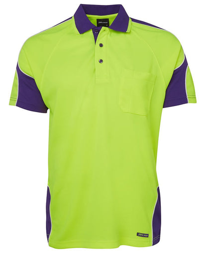 JB's Wear-JB's Hi Vis S/S Arm Panel Polo - Adults-Lime/Purple / XS-Uniform Wholesalers - 7