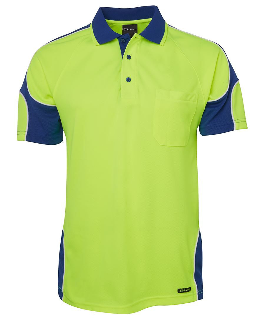 JB's Wear-JB's Hi Vis S/S Arm Panel Polo - Adults-Lime/Royal / XS-Uniform Wholesalers - 8
