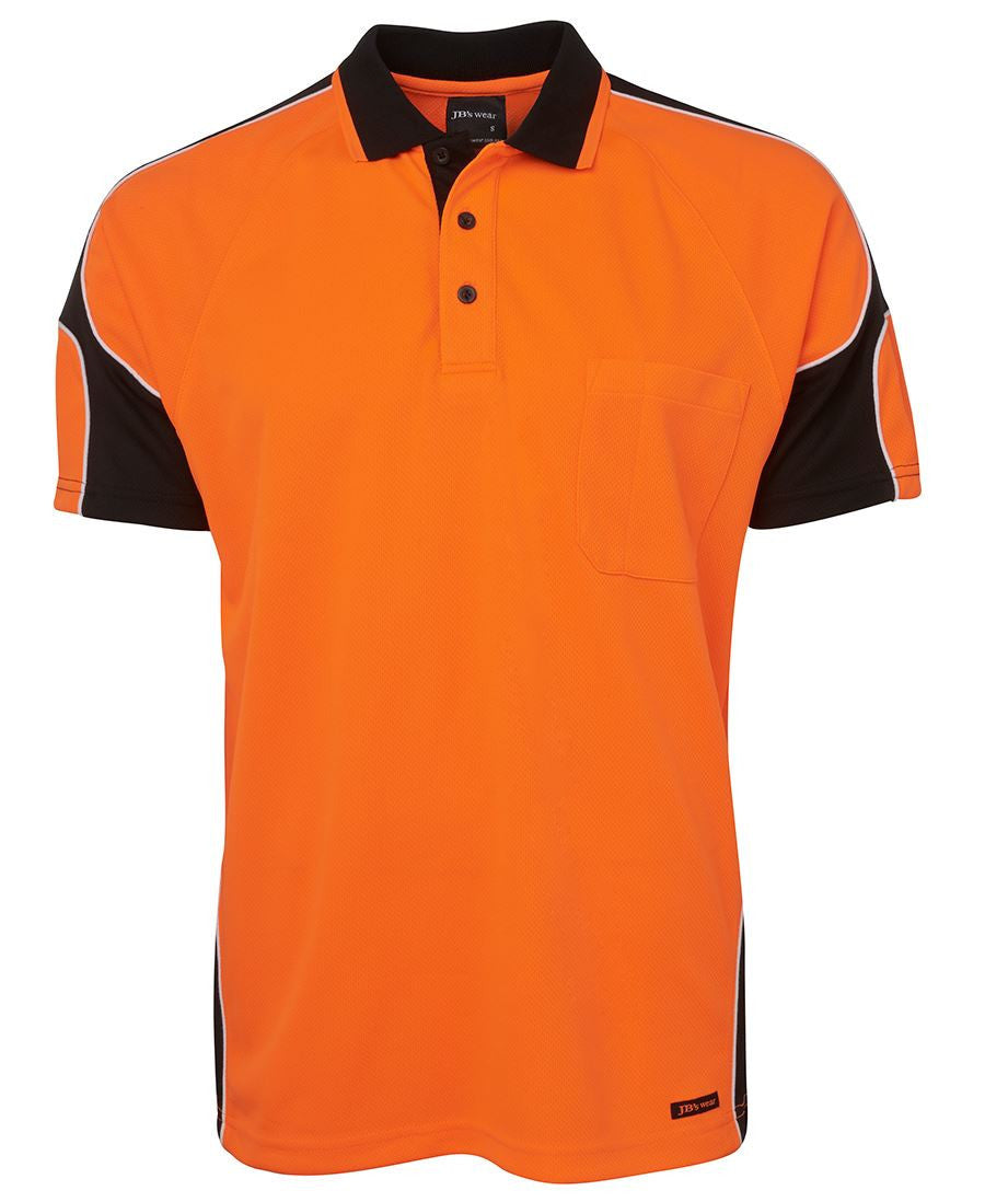JB's Wear-JB's Hi Vis S/S Arm Panel Polo - Adults-Orange/Black / XS-Uniform Wholesalers - 9