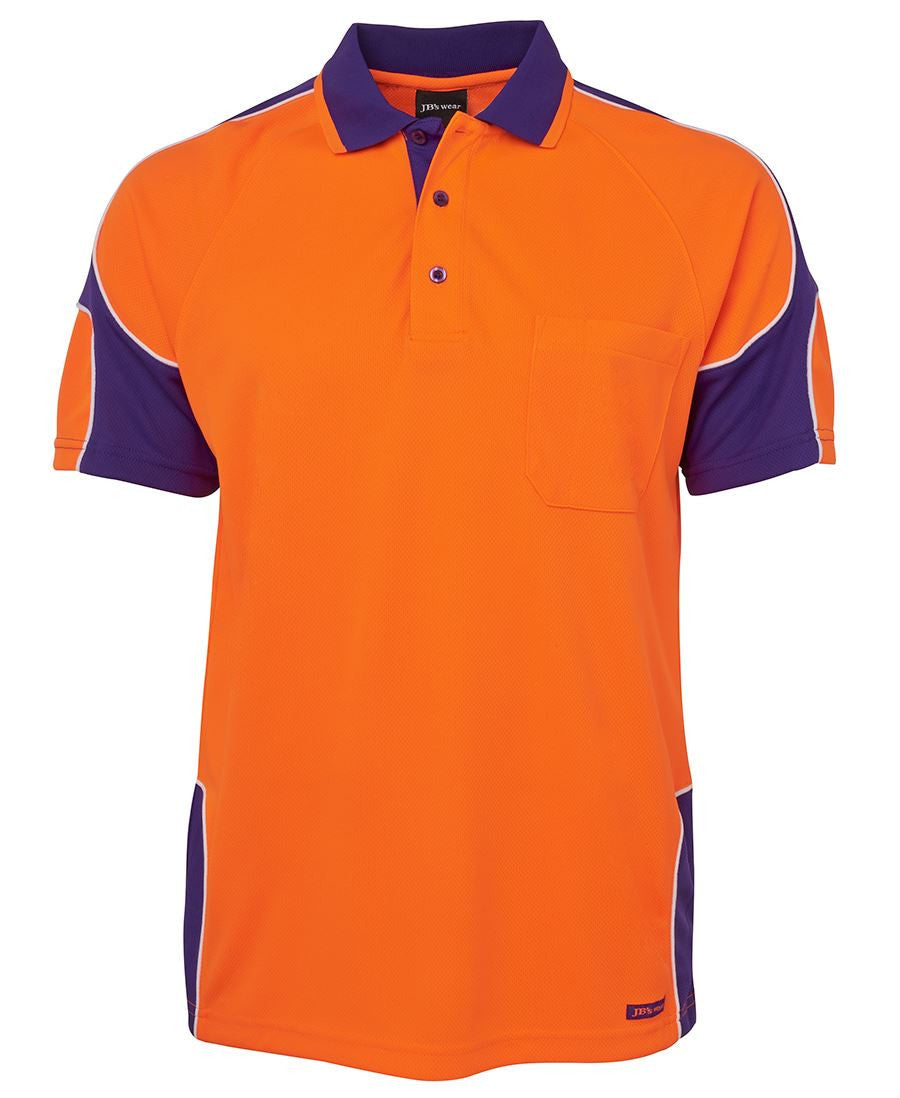 JB's Wear-JB's Hi Vis S/S Arm Panel Polo - Adults-Orange/Purple / XS-Uniform Wholesalers - 11