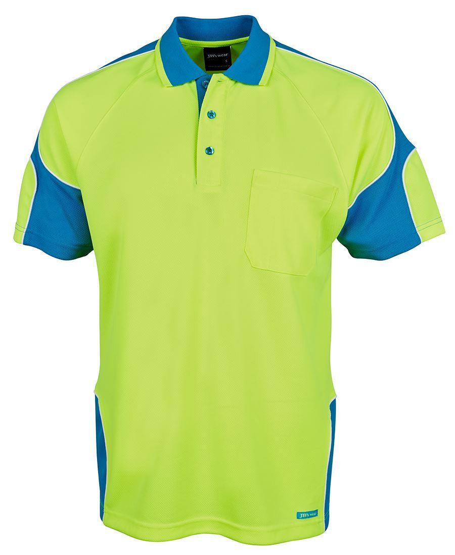 JB's Wear-JB's Hi Vis S/S Arm Panel Polo - Adults-Lime/Aqua / XS-Uniform Wholesalers - 4