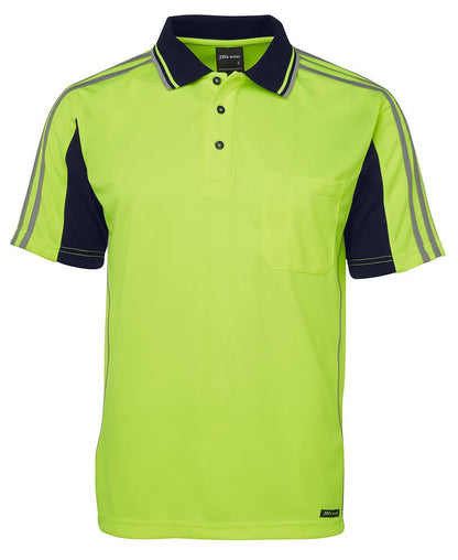 JB's Wear-Jb's Hi Vis S/S Arm Tape Polo - Adults-XS / Lime/Navy-Uniform Wholesalers - 2