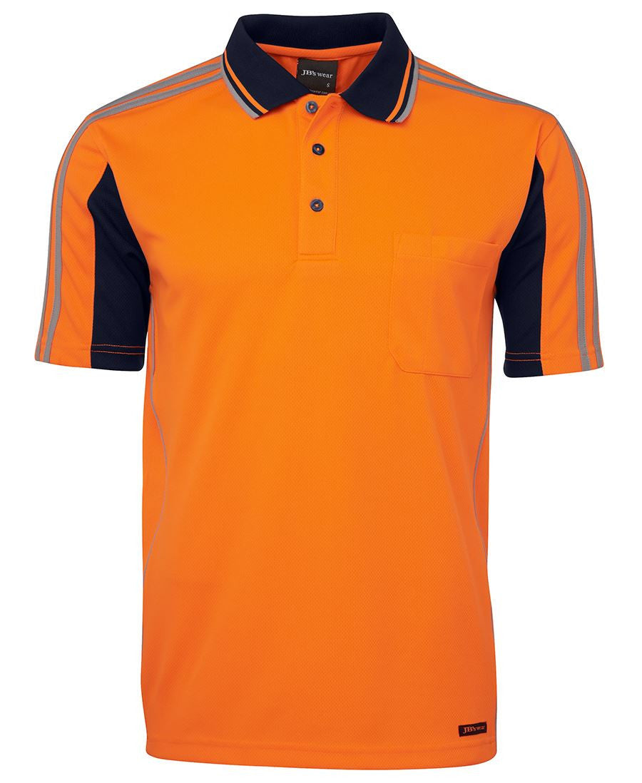 JB's Wear-Jb's Hi Vis S/S Arm Tape Polo - Adults-XS / Orange/Navy-Uniform Wholesalers - 3