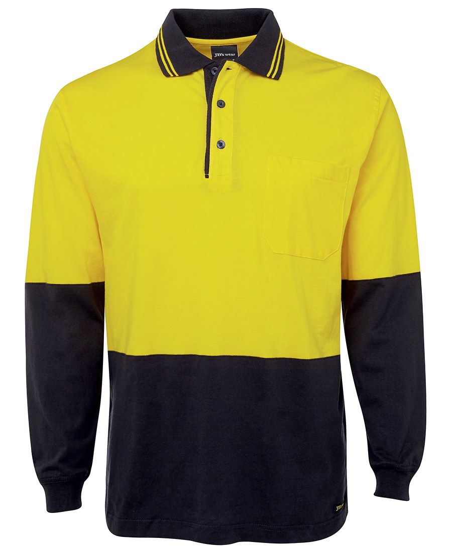 JBs Wear Hi Vis Long Sleeve Cotton Polo - Adults (6CPHL)