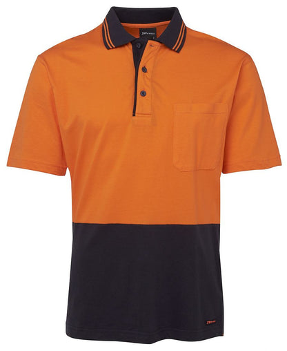 JB's Wear-Jb's Hi Vis Short Sleeve Cotton Polo - Adults-Orange/Navy / XS-Uniform Wholesalers - 2