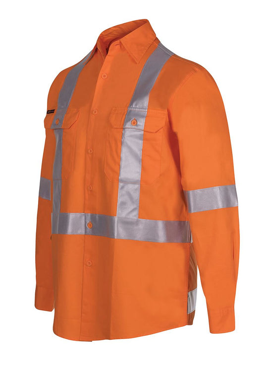 JBs Wear Hi Vis (D+N) L/S 150G Cross Back Tape Shirt (6DCBL)